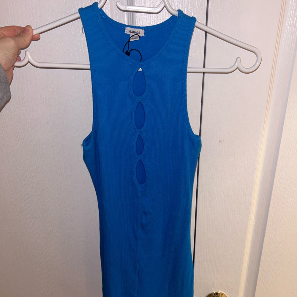 Garage Bright Blue Ribbed Keyhole Tank